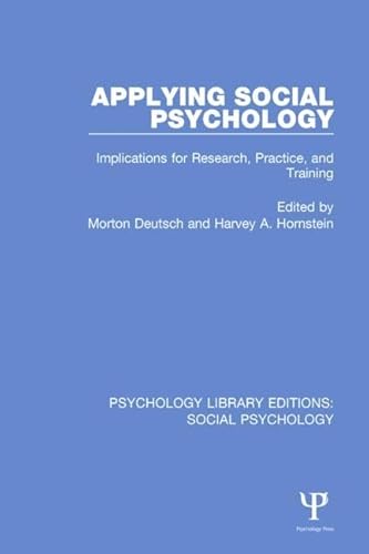 Stock image for 8: Applying Social Psychology: Implications for Research, Practice, and Training (Psychology Library Editions: Social Psychology) for sale by Chiron Media