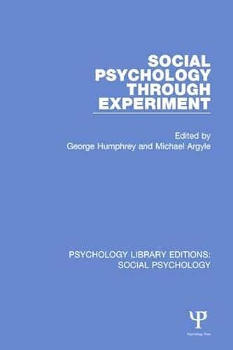 Beispielbild fr Social Psychology Through Experiment zum Verkauf von Blackwell's