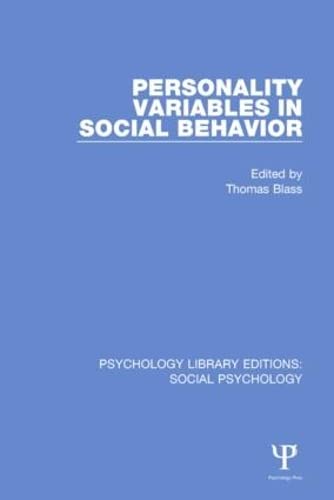 Beispielbild fr Personality Variables in Social Behavior zum Verkauf von Blackwell's
