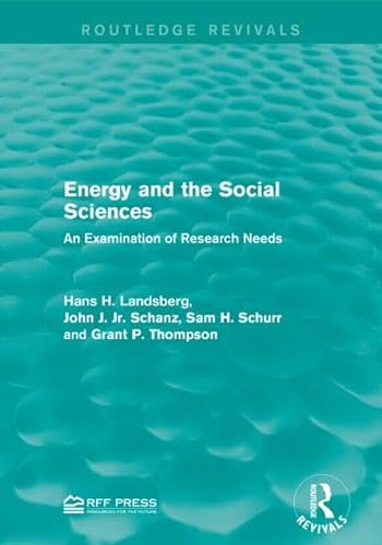Beispielbild fr Energy and the Social Sciences zum Verkauf von Blackwell's