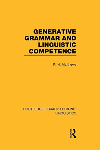9781138975071: Generative Grammar and Linguistic Competence (Routledge Library Editions: Linguistics)