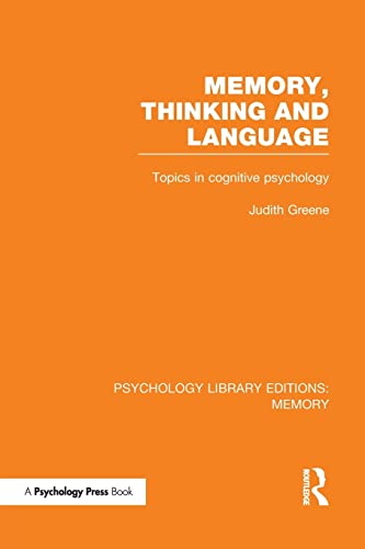 Beispielbild fr Memory, Thinking and Language (PLE: Memory) (Psychology Library Editions: Memory) zum Verkauf von Chiron Media