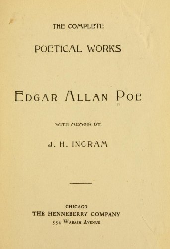 The complete Poetical Works (9781140021780) by Poe, Edgar Allan; Ingram, J. H.