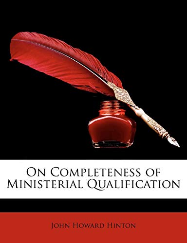 Stock image for On Completeness of Ministerial Qualification for sale by Ebooksweb