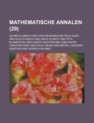 Mathematische Annalen (29 ) (9781153479615) by Trade, United States Congress House; Clebsch, Alfred