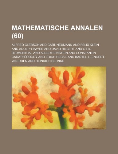 Mathematische Annalen (60) (9781153529440) by Gleason; Clebsch, Alfred