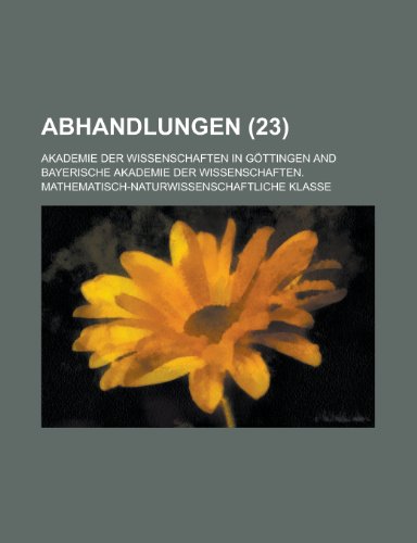 Abhandlungen (23) (9781153530248) by Gleason; Gottingen, Akademie Der