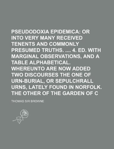 9781153669290: Pseudodoxia Epidemica