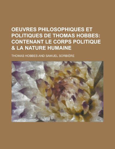 Oeuvres Philosophiques Et Politiques de Thomas Hobbes (9781154875546) by Treasury, United States Dept Of The; Hobbes, Thomas