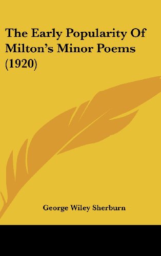 9781161691405: The Early Popularity of Milton's Minor Poems (1920)