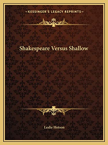 9781162591476: Shakespeare Versus Shallow