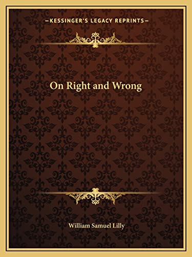 Stock image for On Right and Wrong for sale by THE SAINT BOOKSTORE