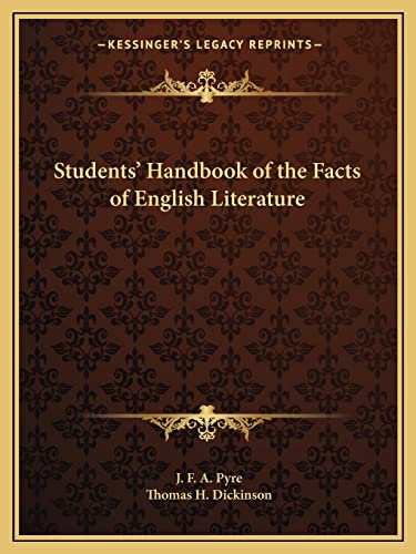 Beispielbild fr Students' Handbook of the Facts of English Literature zum Verkauf von THE SAINT BOOKSTORE