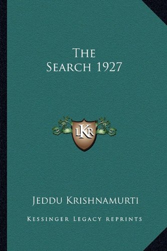 Imagen de archivo de The Search 1927 a la venta por THE SAINT BOOKSTORE