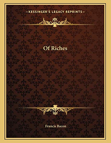 9781163002827: Of Riches