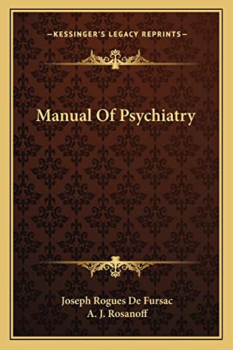 Beispielbild fr Manual of Psychiatry zum Verkauf von THE SAINT BOOKSTORE