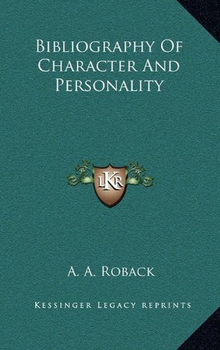 9781163386439: Bibliography Of Character And Personality