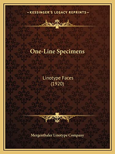 9781164880493: One-Line Specimens: Linotype Faces (1920)