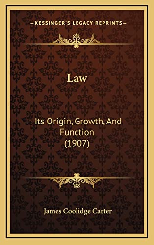9781165040865: Law: Its Origin, Growth, And Function (1907)