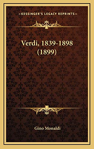 Stock image for Verdi, 1839-1898 (1899) for sale by ThriftBooks-Dallas