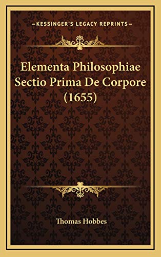 9781166242190: Elementa Philosophiae Sectio Prima De Corpore (1655)