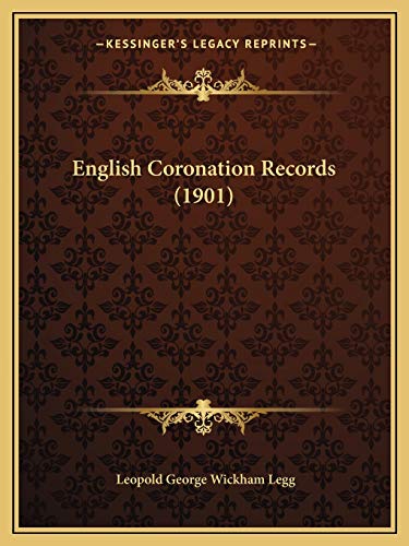 Stock image for English Coronation Records (1901) for sale by THE SAINT BOOKSTORE