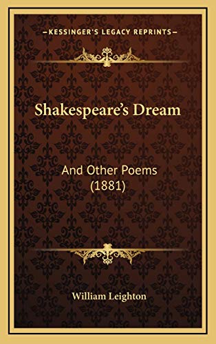 9781167068010: Shakespeare's Dream: And Other Poems (1881)
