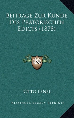 9781167745324: Beitrage Zur Kunde Des Pratorischen Edicts (1878)