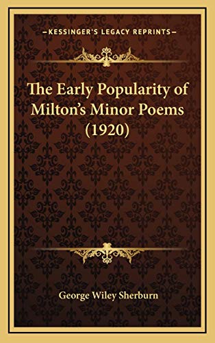9781168695833: The Early Popularity of Milton's Minor Poems (1920)