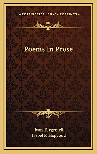 Poems In Prose (9781169016880) by Turgenieff, Ivan