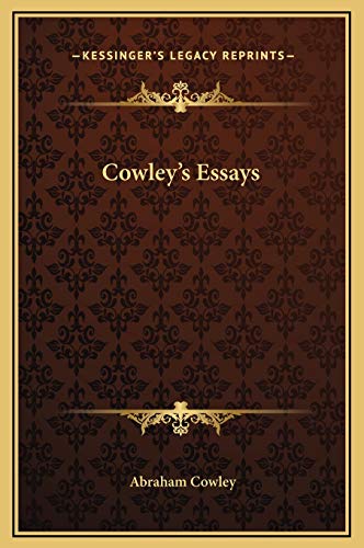 Cowley's Essays (9781169241077) by Cowley, Abraham