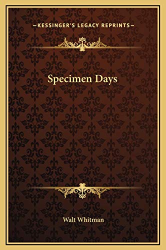 Specimen Days (9781169295377) by Whitman, Walt