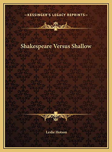 9781169783867: Shakespeare Versus Shallow