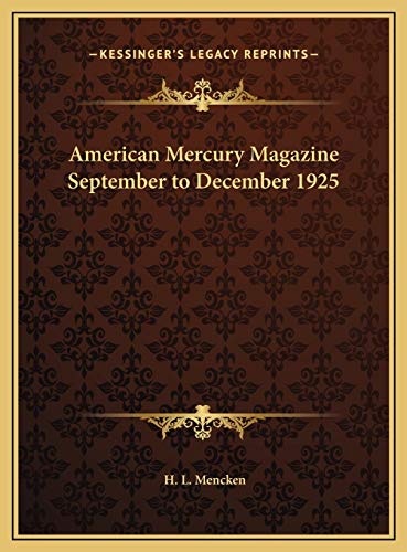 9781169804005: American Mercury Magazine September to December 1925