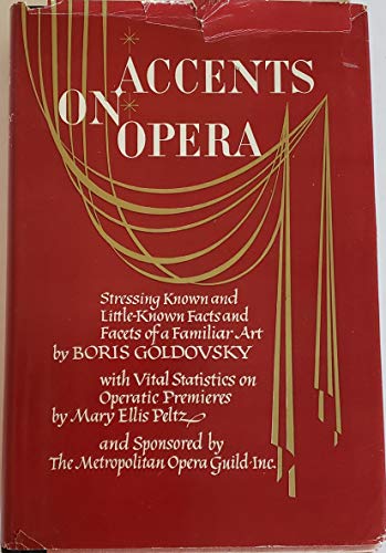 Beispielbild fr ACCENTS ON OPERA: A Series of Brief Essays Stressing Known and Little Known Facts and Facets of a Familiar Art zum Verkauf von James F. Balsley, Bookseller