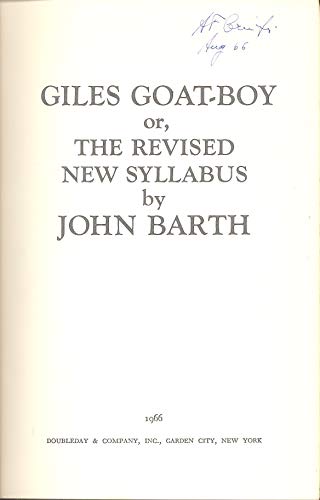 Giles goat-boy;: Or, The revised new syllabus (9781199682376) by Barth, John