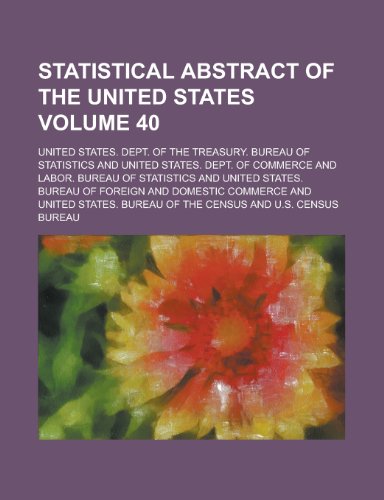 Statistical Abstract of the United States Volume 40 (Paperback) - United States Dept Statistics