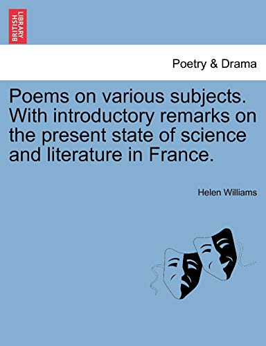 Stock image for Poems on various subjects With introductory remarks on the present state of science and literature in France for sale by PBShop.store US