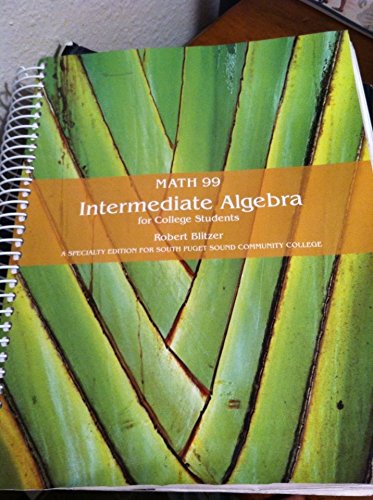 Stock image for Math 99 Intermediate Algerbra for College Students for sale by HPB-Red