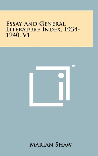 9781258257620: Essay and General Literature Index, 1934-1940, V1