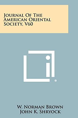 Stock image for Journal of the American Oriental Society, V60 for sale by Lucky's Textbooks