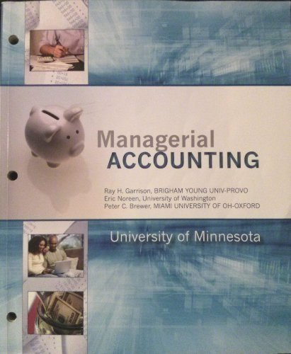 Imagen de archivo de Managerial Accounting, 14th (Chapters 1-12, Custom UMN) a la venta por Better World Books