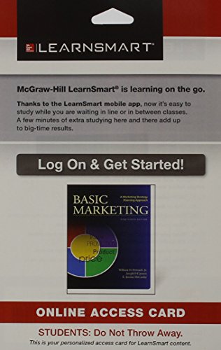 Imagen de archivo de LearnSmart Access Card for Basic Marketing a la venta por BookHolders