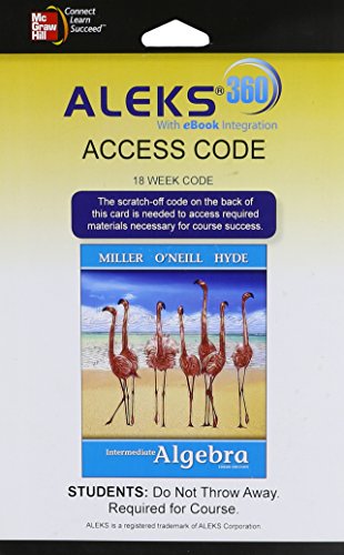 Beispielbild fr ALEKS 360 Access Card (18 weeks) for Intermediate Algebra (softcover) zum Verkauf von BooksRun