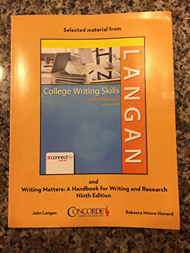 Imagen de archivo de College Writing Skills with Readings Ninth Edition Concorde Colleges Custom Edition a la venta por SecondSale