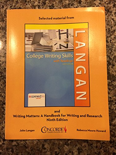 Stock image for College Writing Skills with Readings Ninth Edition Concorde Colleges Custom Edition for sale by SecondSale