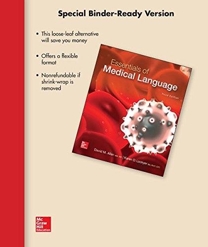 Imagen de archivo de Loose Leaf for Essentials of Medical Language a la venta por HPB-Red