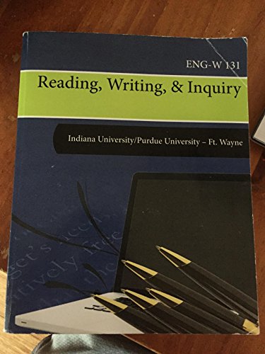 Stock image for Eng-w 131 Reading, Writing, & Inquiry (Ipfw) for sale by Better World Books