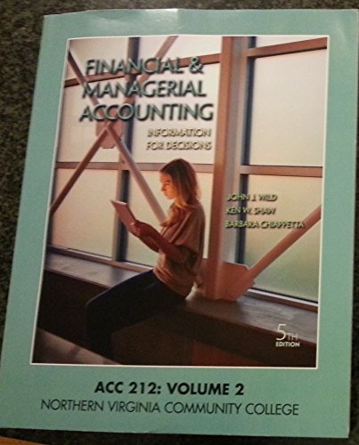 Beispielbild fr Financial & Managerial Accounting, ACC 212: Volume 2 zum Verkauf von BookHolders