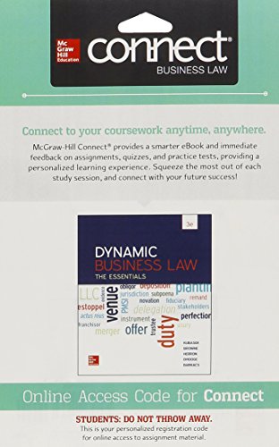 Stock image for Connect 1 Semester Access Card for Dynamic Business Law: The Essentials for sale by Bulrushed Books